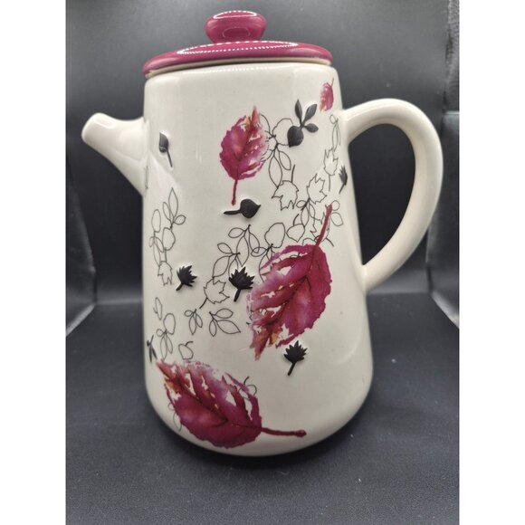 Starbucks China 2022 Autumn Forest Fox Maple Leaf 480ml  Starbucks 2007 Spring/Autumn Whispers Ceramic Teapot Watercolor Leaf Design